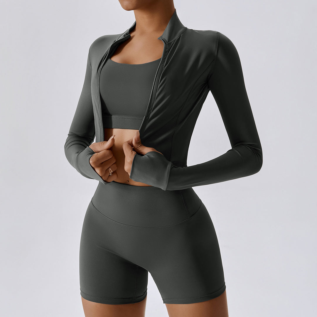Momentum Zip Jacket & Shorts 3-Piece Set – Volcanic Ash